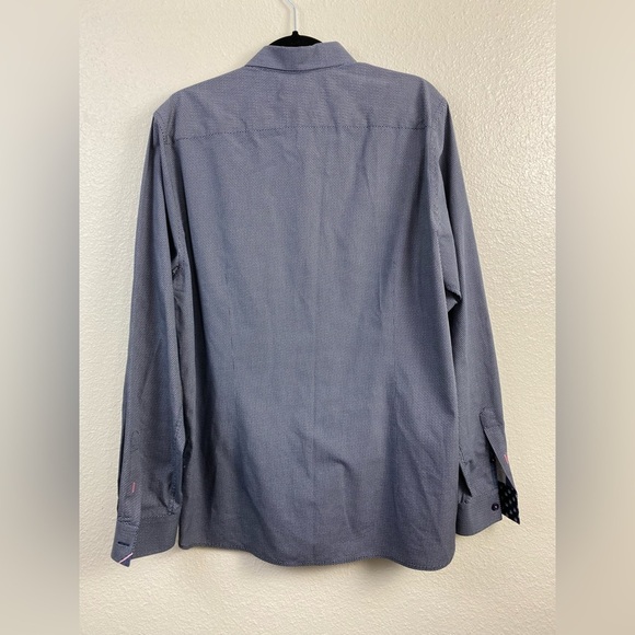 Ted Baker Button Down Blue White Micro Geometric Stretch Casual Shirt 5 Men’s XL - Picture 14 of 14